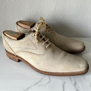Loake Bros Shoemakers Monarch Suede Oxfords Size 8 Beige